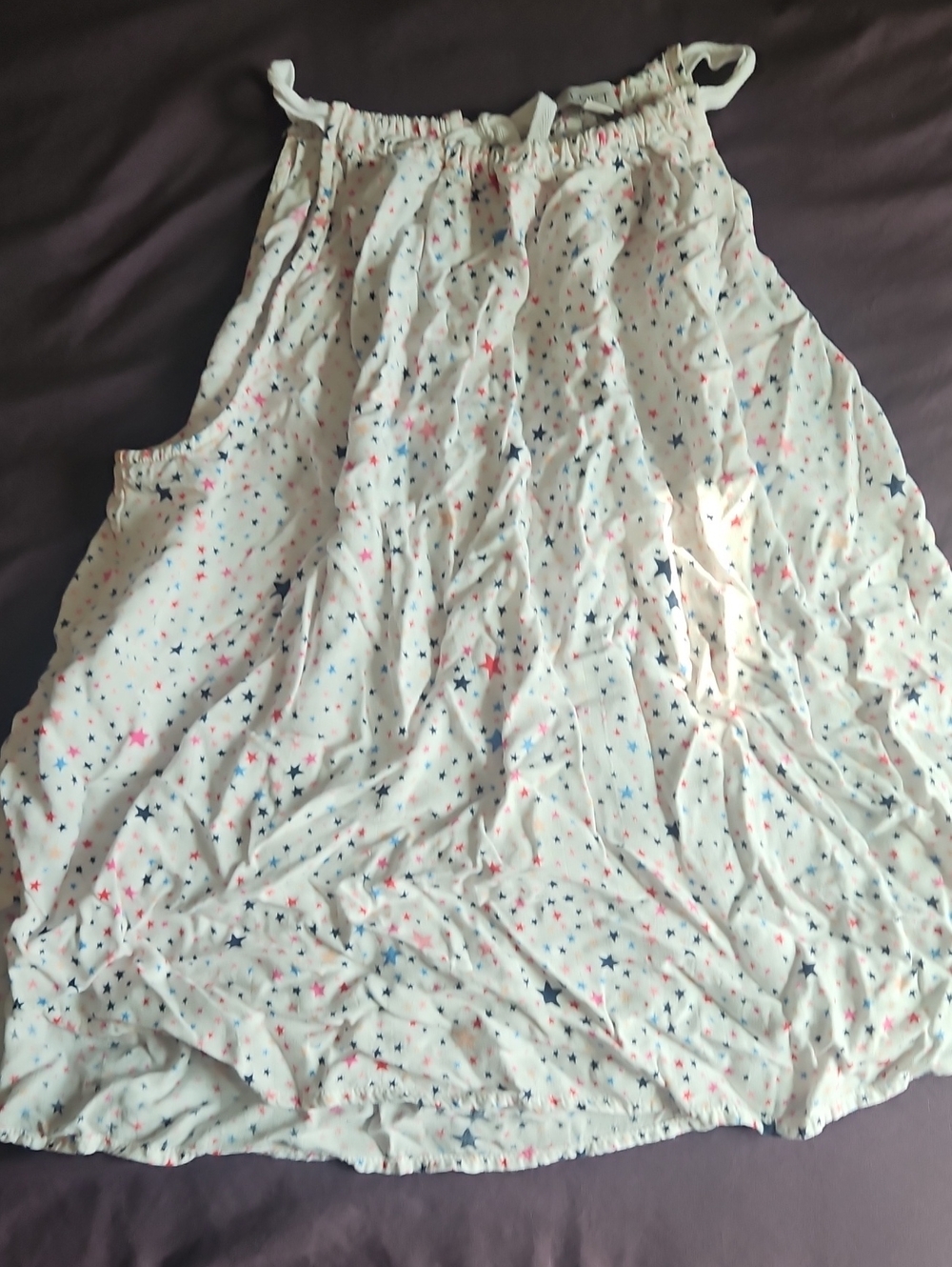 LOFT White Tank Top with Navy and Pink Star Print